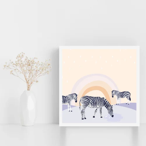 Studio Ovata - Zebra Gathering Art Print