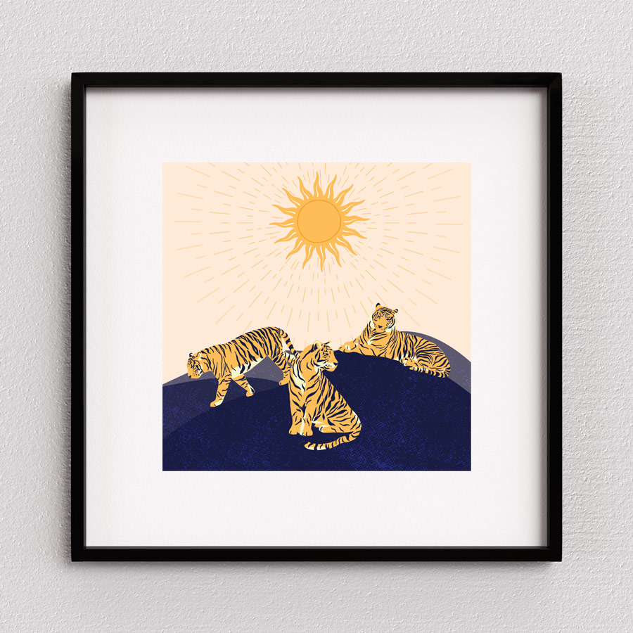 Family of Tiger Art Print