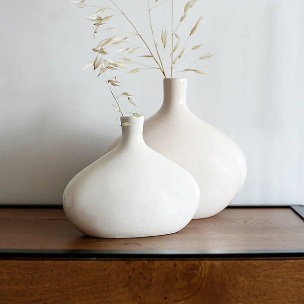 Beige & Stone - Crackle Vase 2 Piece Set Vase