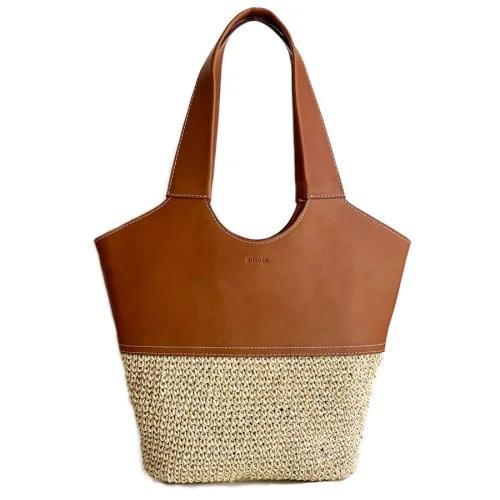 Mianqa - Vegan Bio-leather & Handwoven Raffia Shoulder Bag