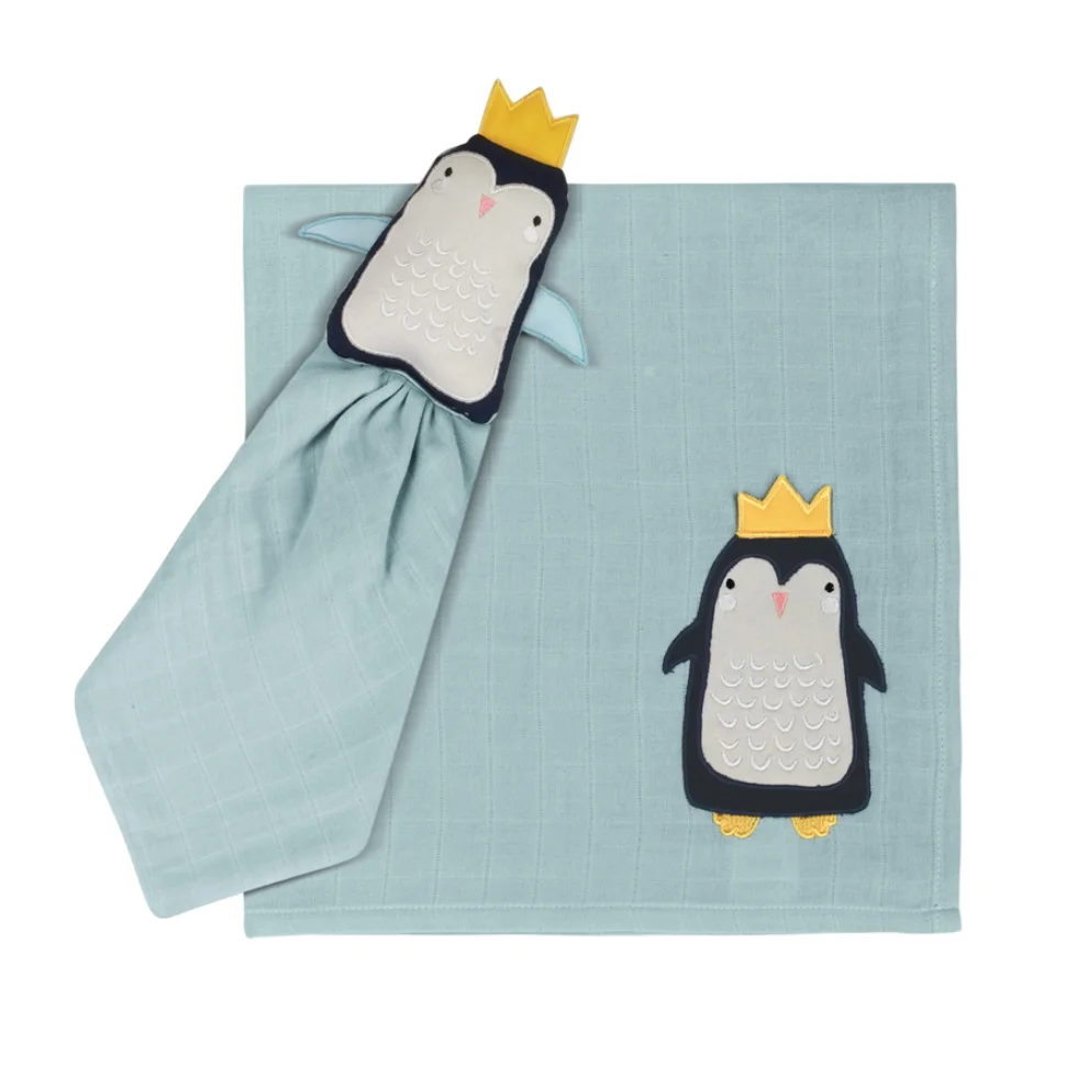 Miespiga - Penguin Sleeping Companion + Muslin Set