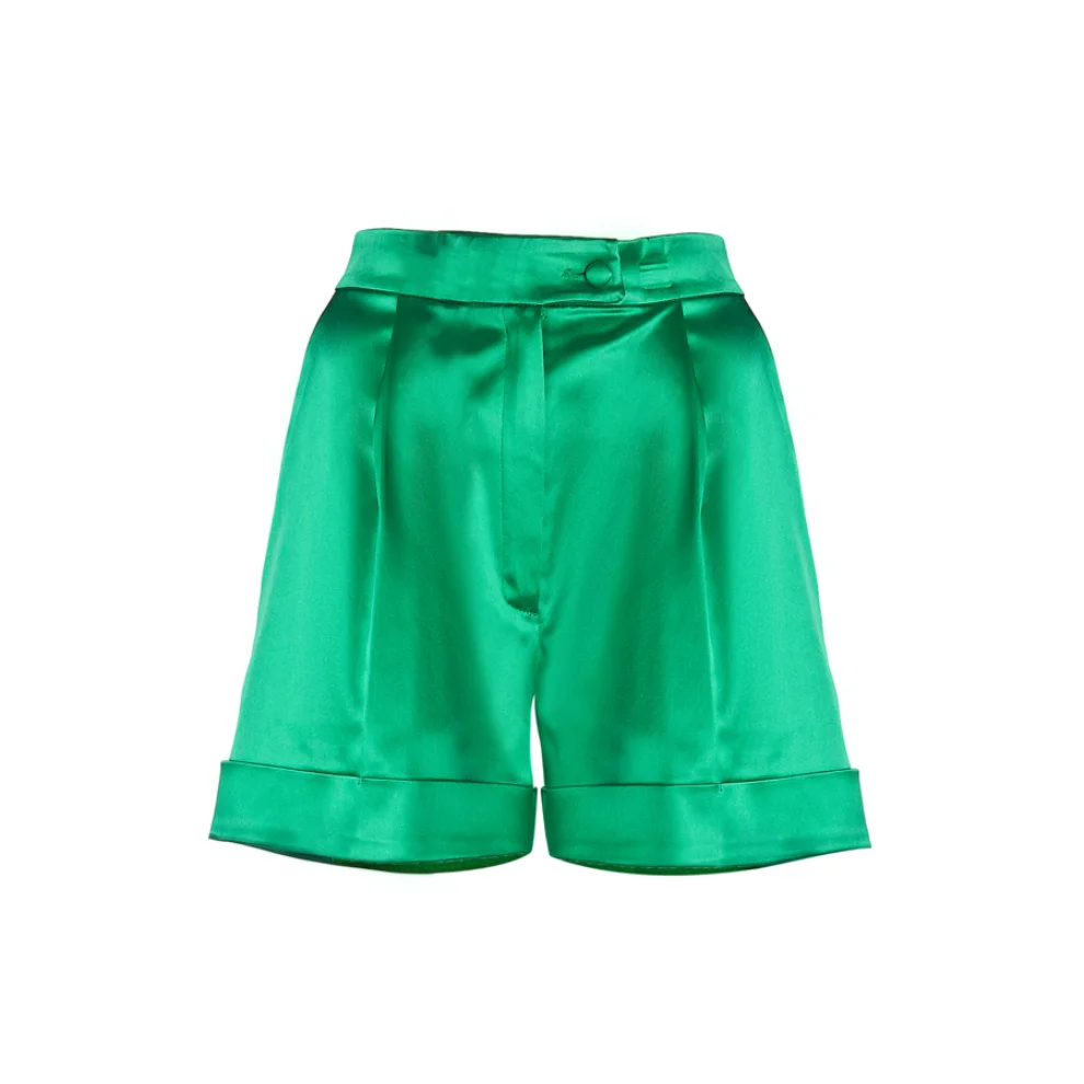 Equpe Studio - High-Waist Satin Tailored Shorts