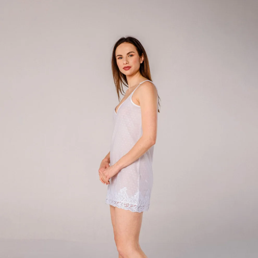 Miespiga - Pearl Voile Lace Women's Nightgown