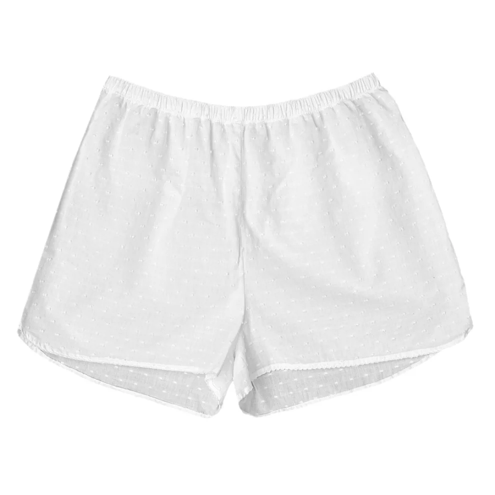 Miespiga - Pearl Voile Lace Detailed Shorts Pajamas Set
