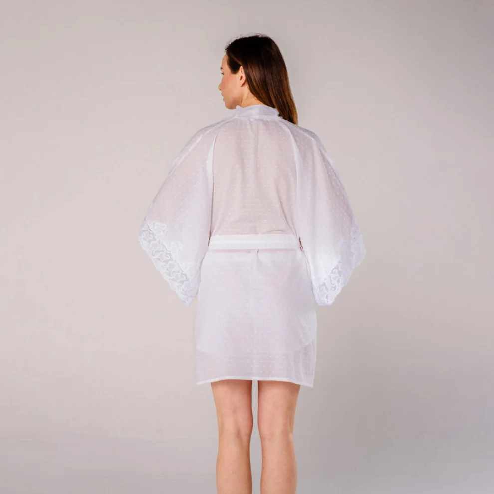 Miespiga - Pearl Dantelli Kimono Sabahlık