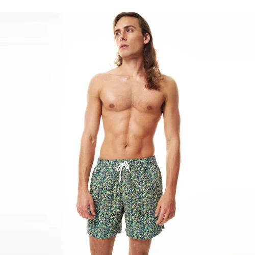 Shikoo Swimwear - Green Floral Patterned Shorts Swimwear