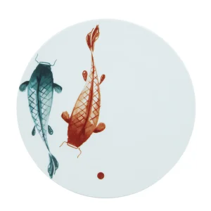Koi Fish Patterned Supla Lenght  Porcelain Plate