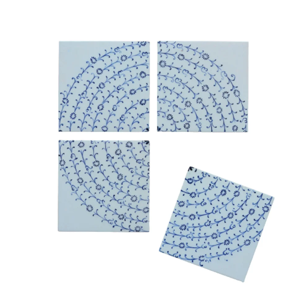 Maya Handcrafts - Navy Blue White Coaster Set of 4