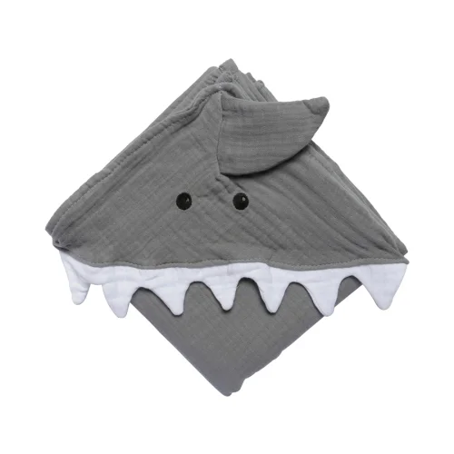 Piccolo Republic - Shark Embroidered Swaddle Muslin Towel