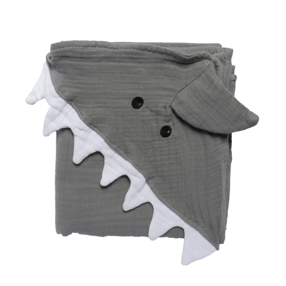 Piccolo Republic - Shark Embroidered Swaddle Muslin Towel