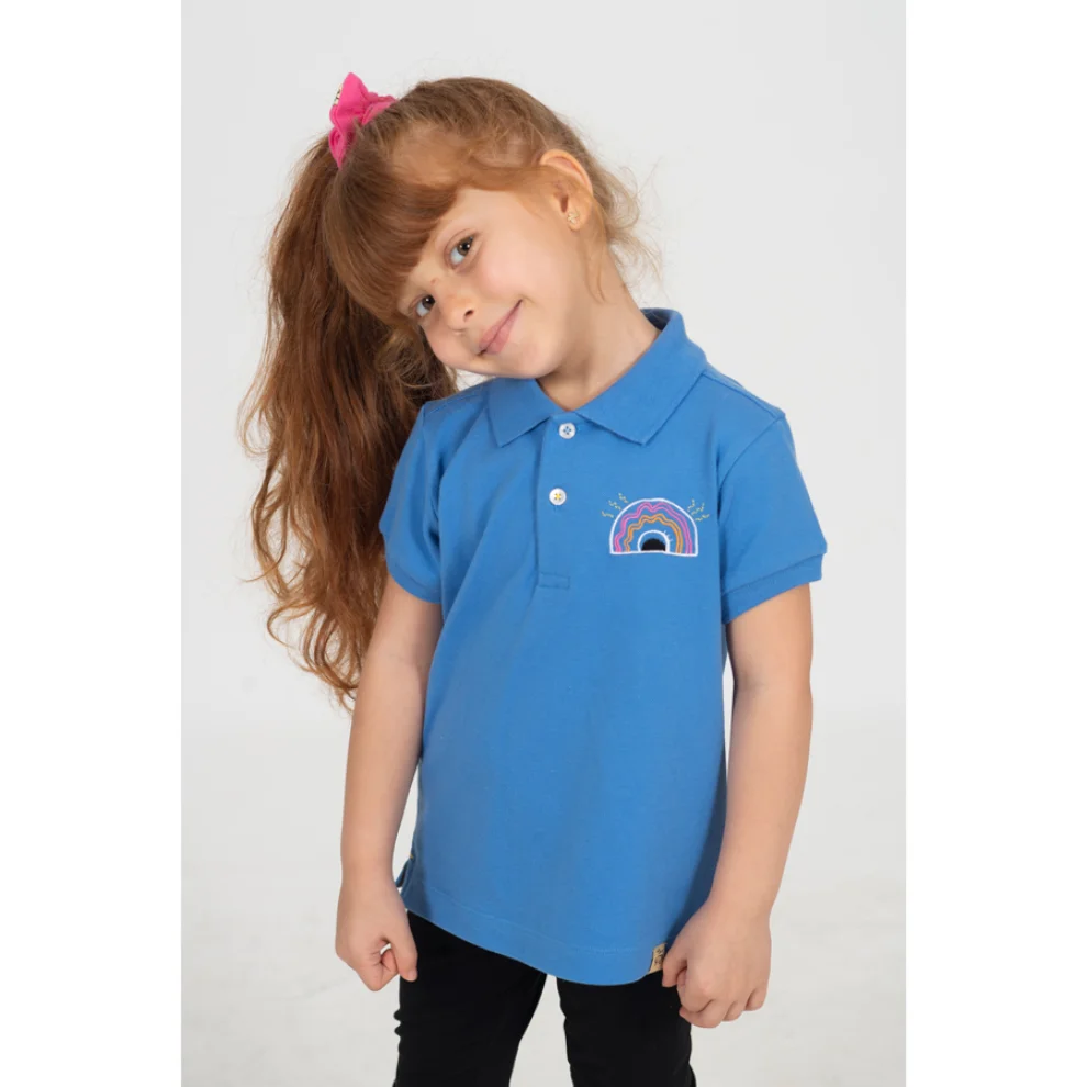 Beetle Beez - Happy Rainbow Short-Sleeve embroidered Polo T-Shirt