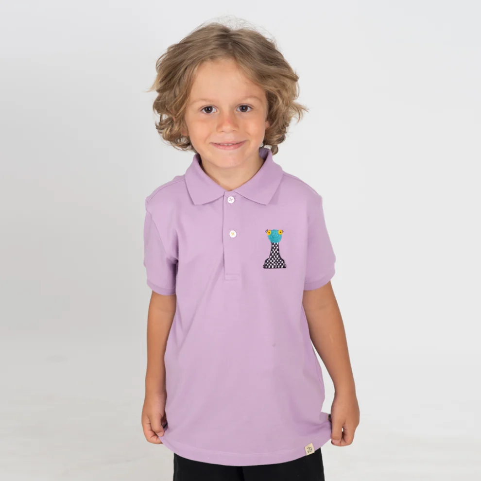 Beetle Beez - Chess the Purple Frog Short-Sleeve embroidered Polo T-Shirt