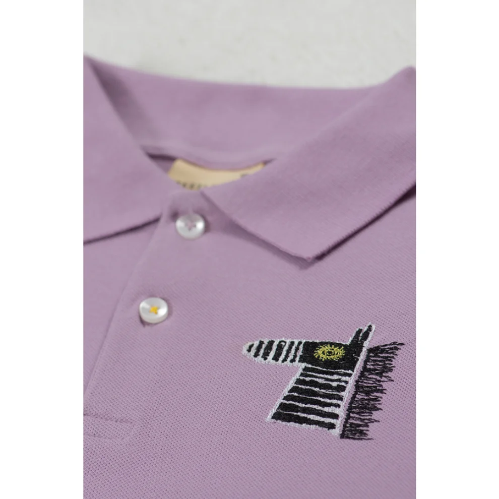 Beetle Beez - Purple Zebra | Kısa Kollu Nakışlı Polo Yaka Tişört