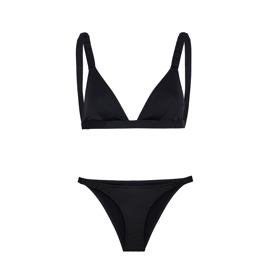 Ruched Bikini Bottom-Just Black