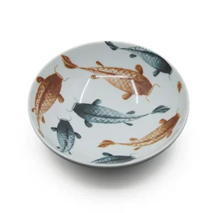 Koi Fish Patterned Porcelain Bowl