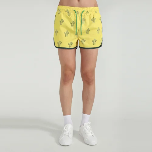 Erkan Mercan - Pineapple-Cactus Pattern Printed Unisex Marine Shorts