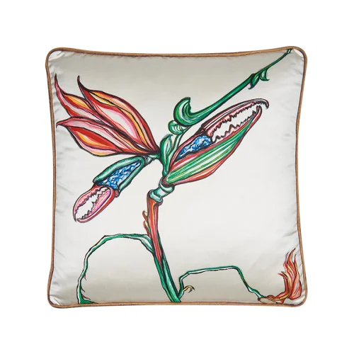 Alpaq Studio - Strelitzia Hand-painted Cushion On Silk