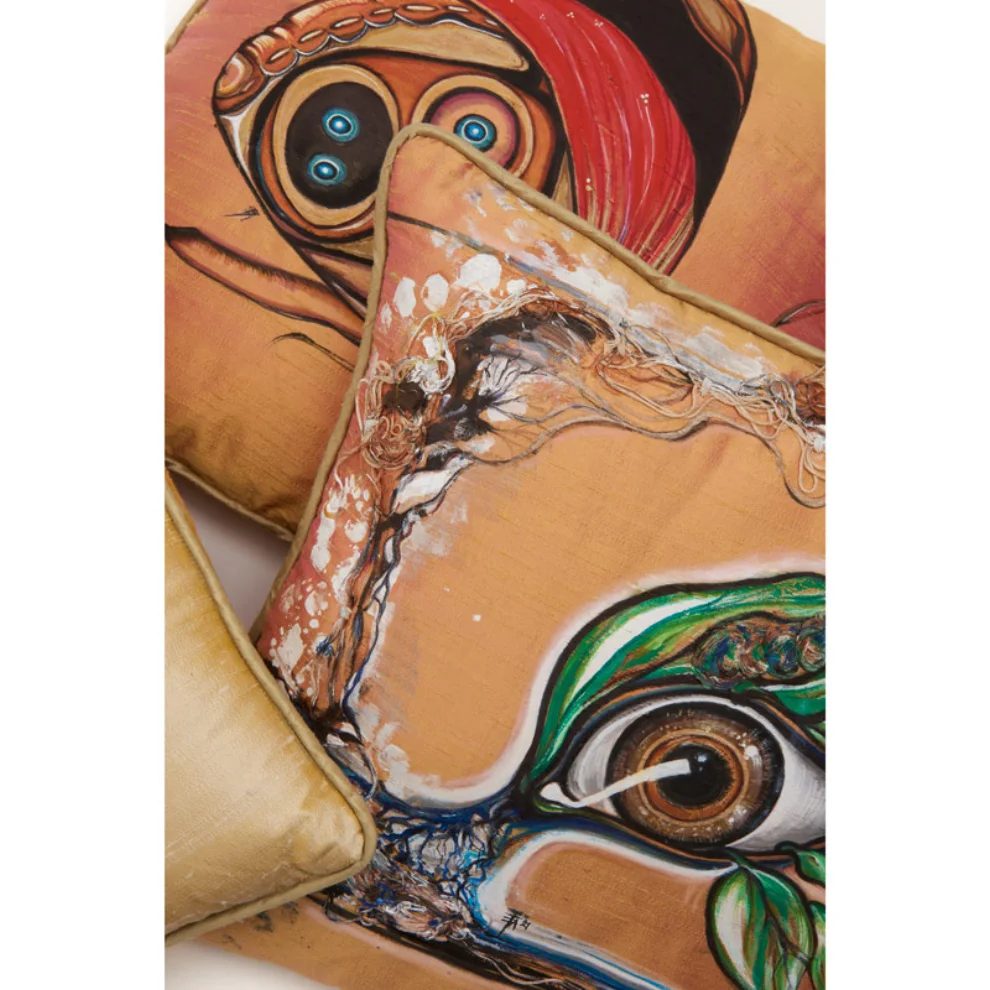 Alpaq Studio - Butterfly Hand-painted Cushion On Silk Shantung 
