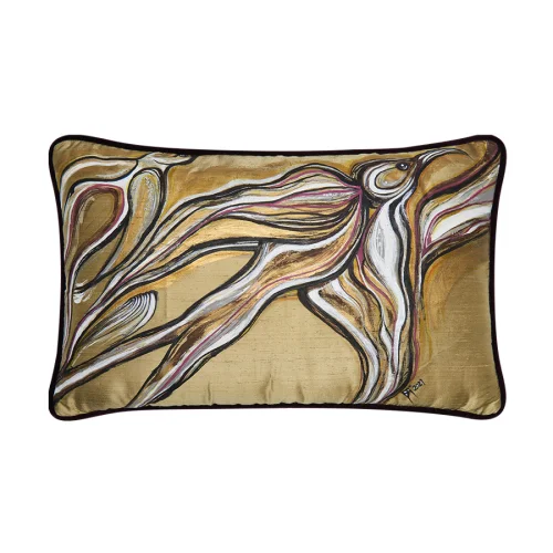Alpaq Studio - Swallow Hand-painted Cushion On Silk Shantung