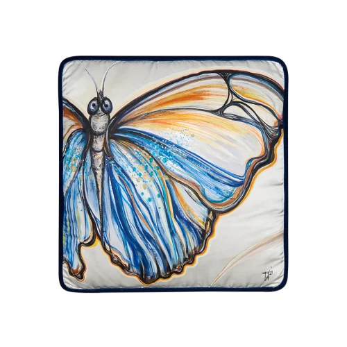 Alpaq Studio - Butterfly 2 Hand-painted Cushion On Silk