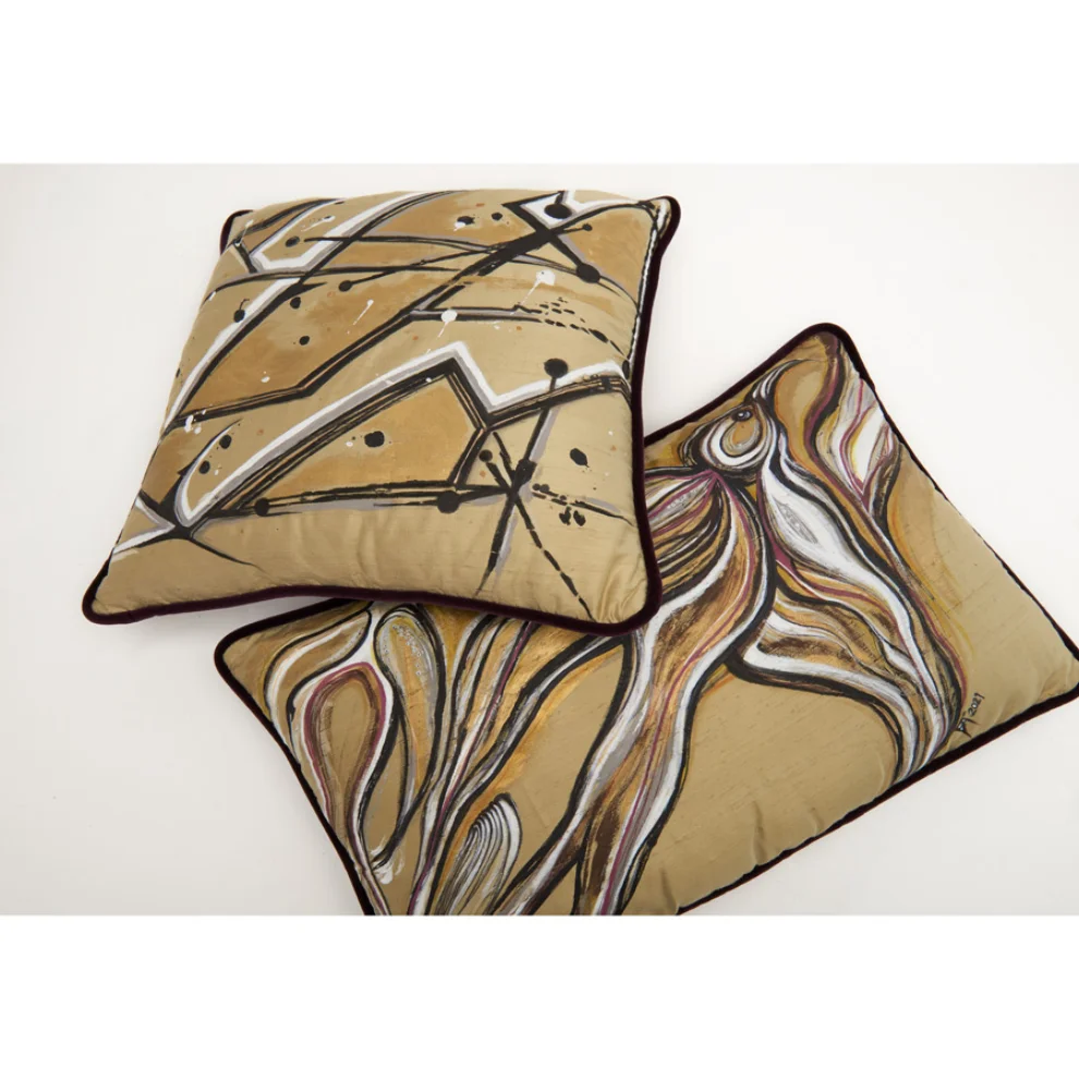 Alpaq Studio - Swallow Hand-painted Cushion On Silk Shantung