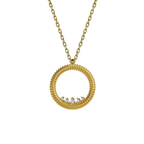 Pacal - 14k Gold Plated Silver Round Necklace With White Stone