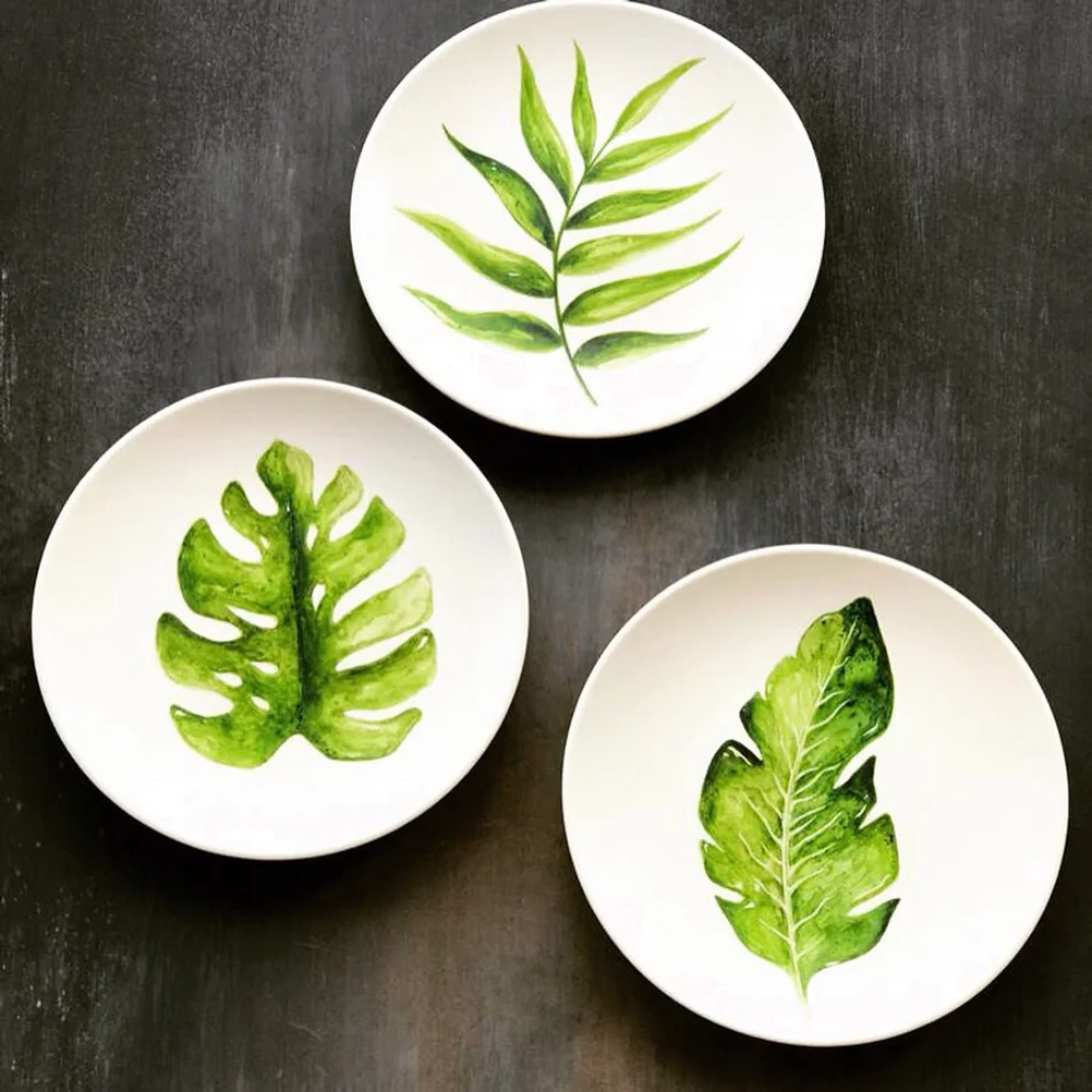 SuGibi - Green Leaves Wall Plates