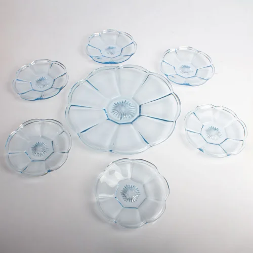 Gınni Dudu - Clear Blue Crystal Glass Plate Set