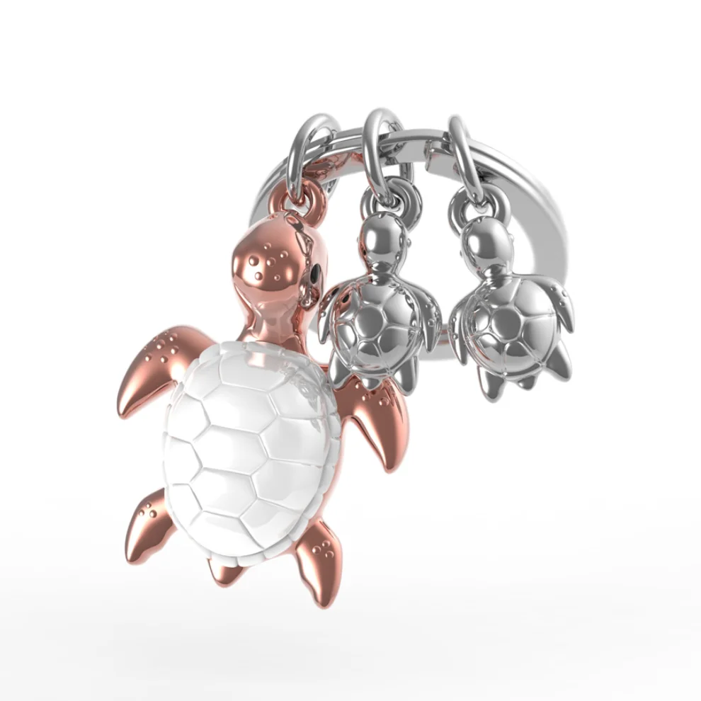 Metalmorphose - Turtle Family Keychain