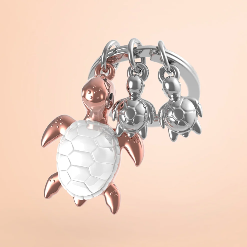 Metalmorphose - Turtle Family Keychain