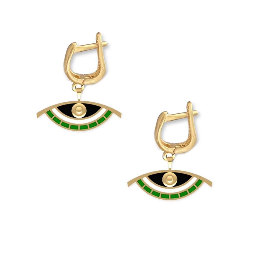 Iris The Brand - Iris Green Enameled Earing