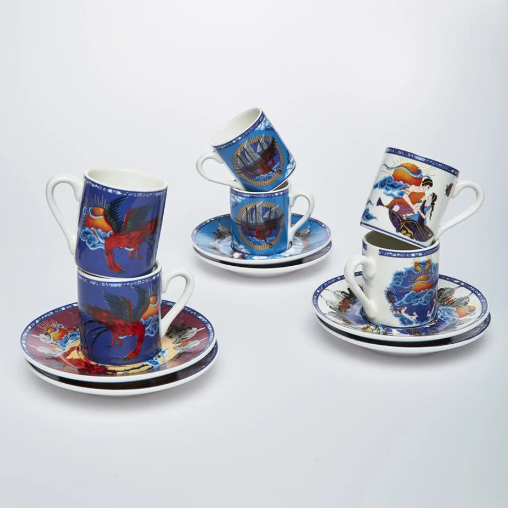 Martius - 1001 Nights Tales Set Of 6 (Sky&Sea&Terra) Coffee Cup&Saucer Cup