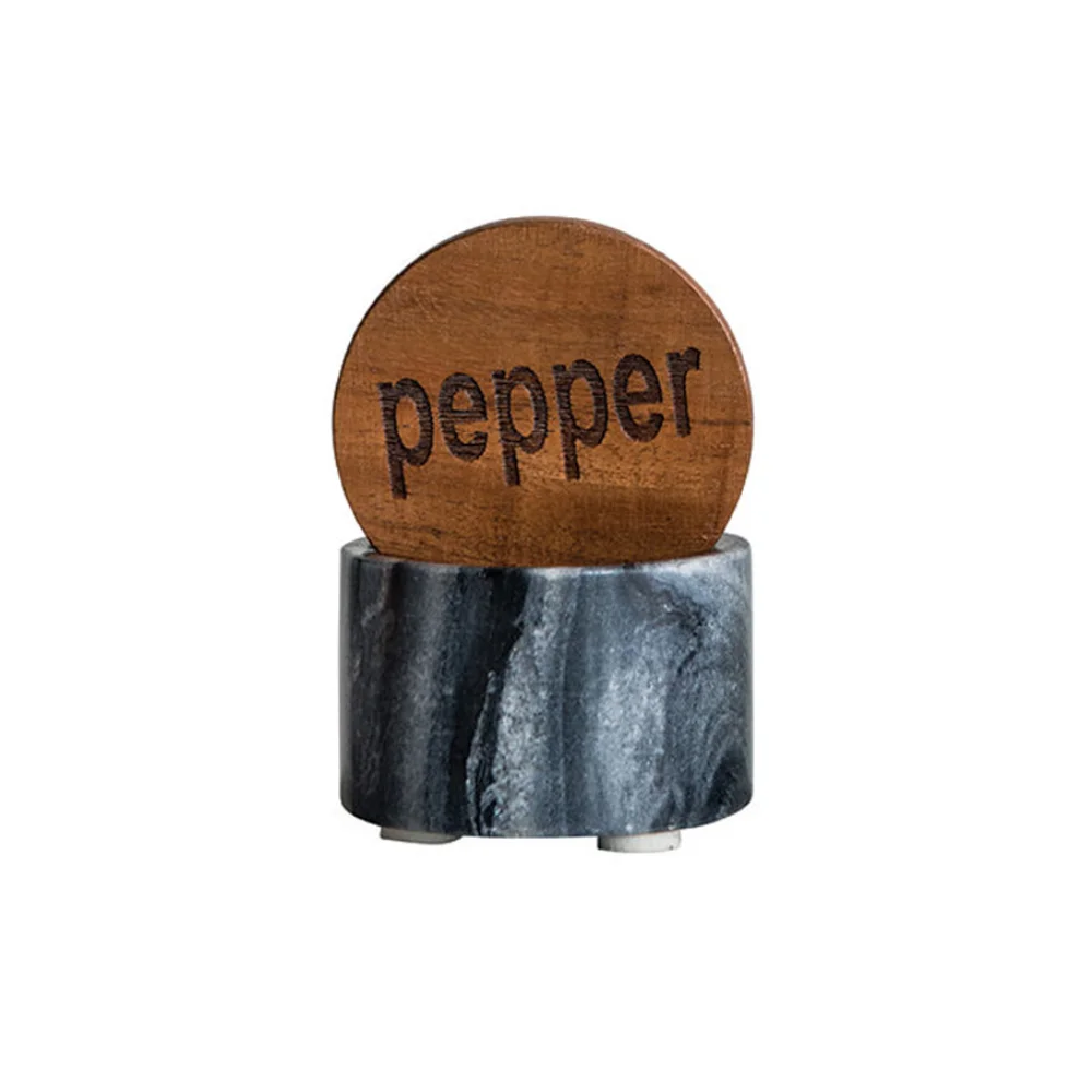 Warm Design	 - Marble Pepper Pot with Wooden Lid
