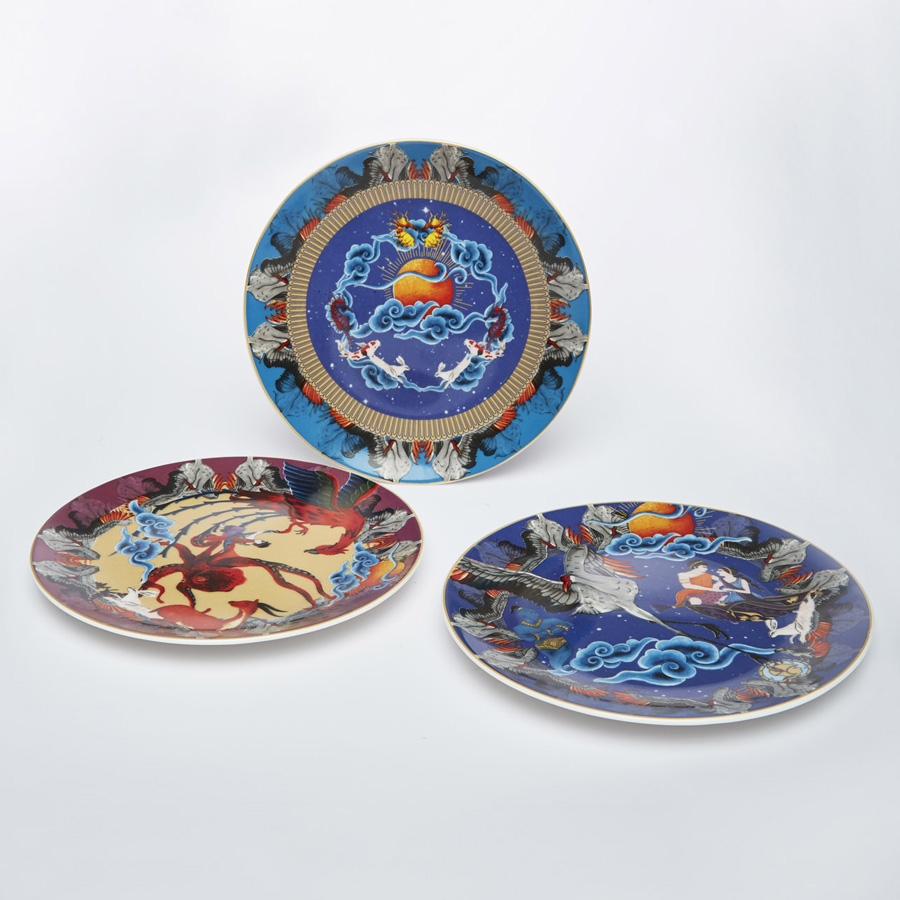 1001 Nights Tales Set Of 3 (Sea&Sky&Terra) Dessert & Decorative Plate