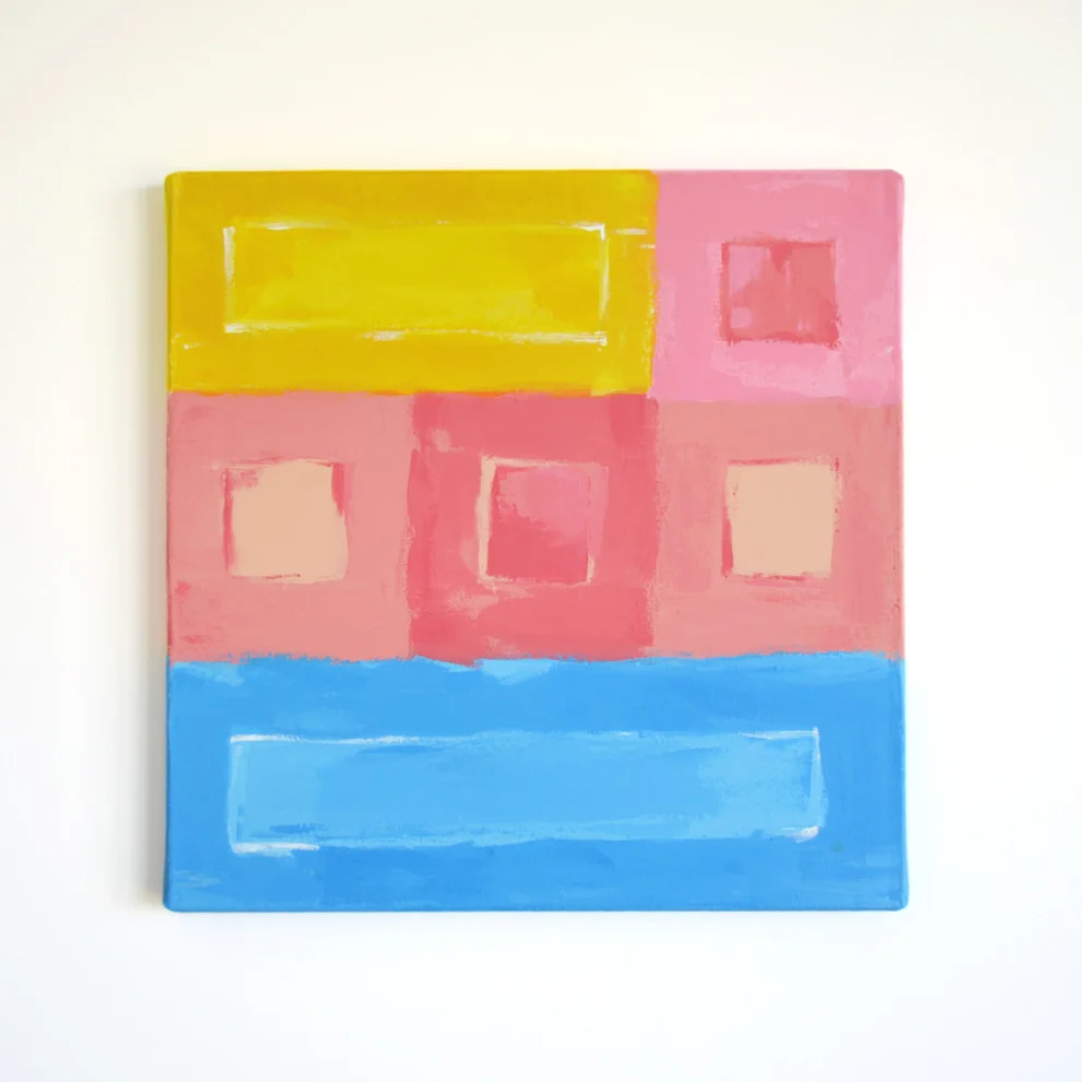 MONO Art Studio - Pink Square Akrilik Resim - Kanvas