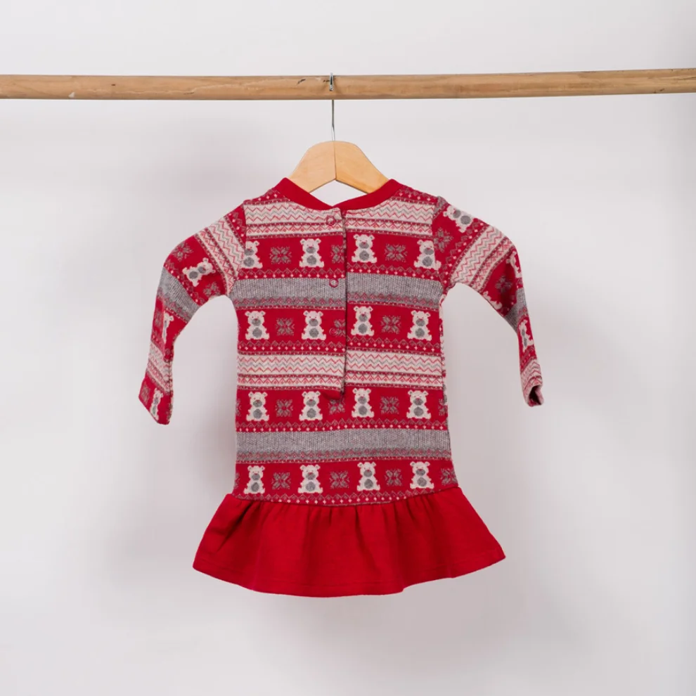 Miespiga - Teddy Bear Pattern Baby Winter Dress