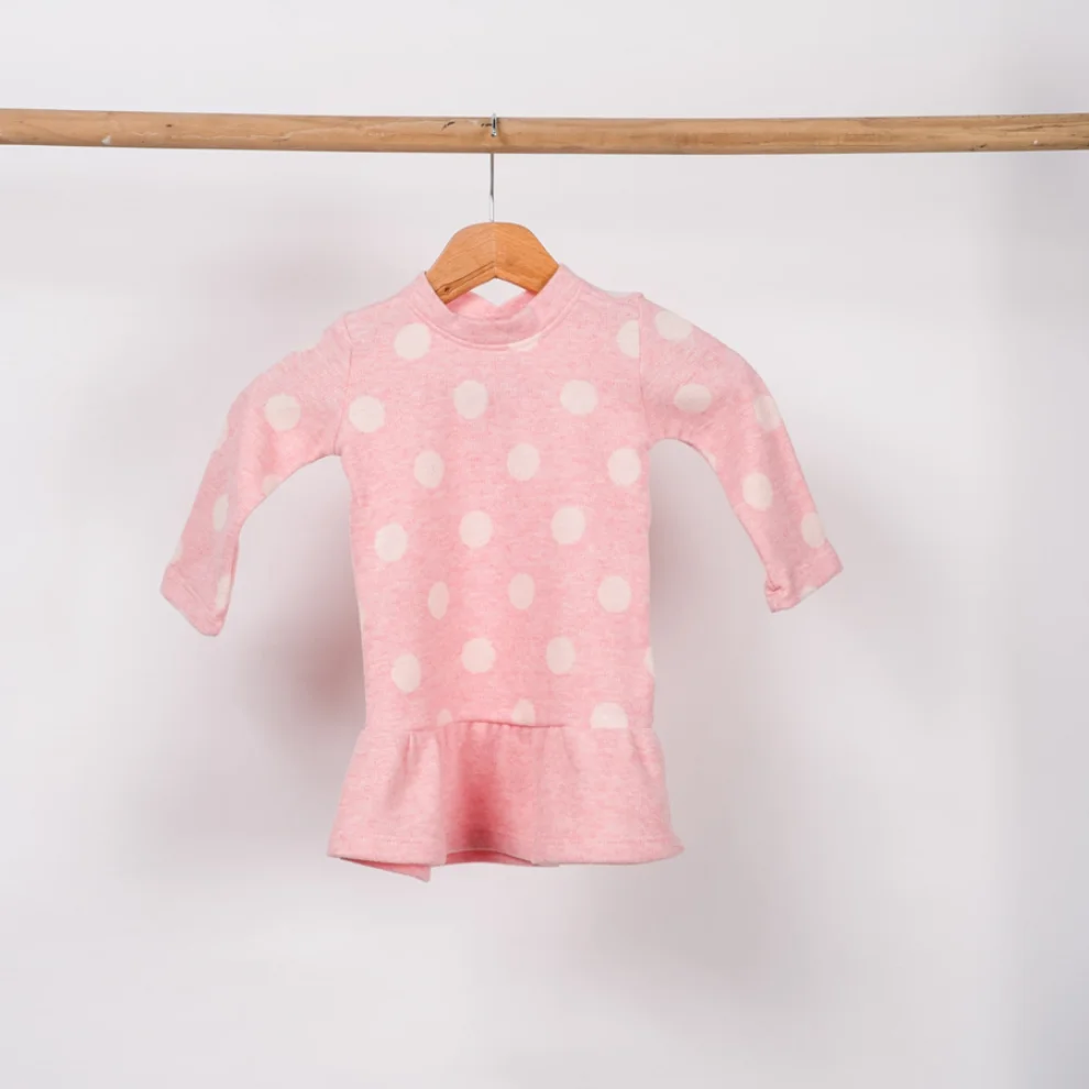 Miespiga - Puantiyeli Bebek Kışlık Elbise