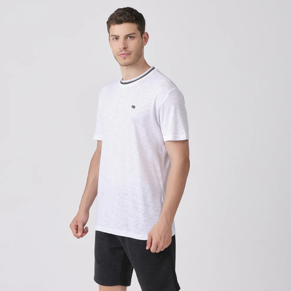 Tbasic - Knit Collar Lightweight T-shirt 