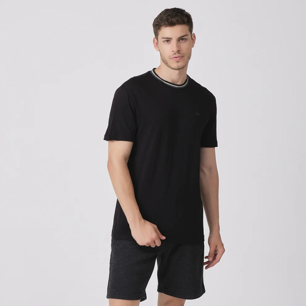 Tbasic - Knit Collar Lightweight T-shirt 