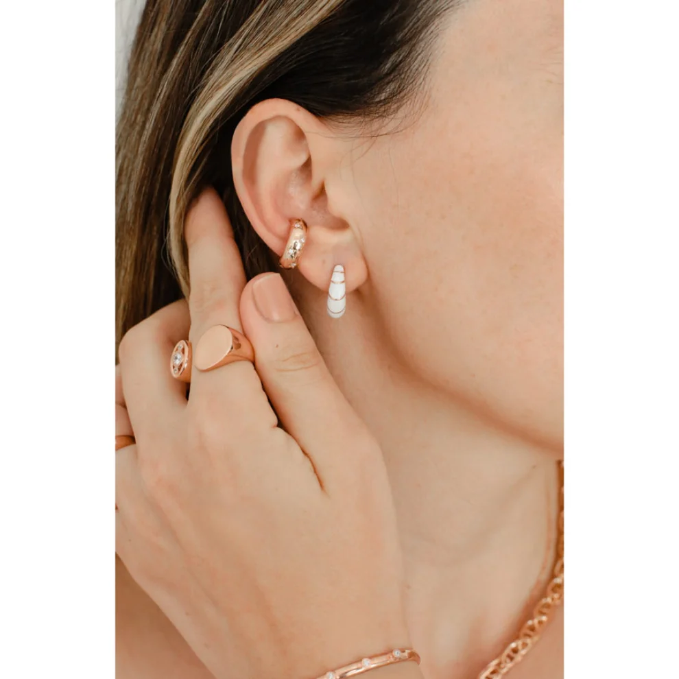 Linya Jewellery - Bonita & White Enamelled Hoop Earrings