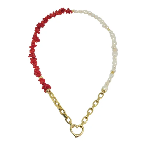 Linya Jewellery - Red Coral & Pearl Necklace