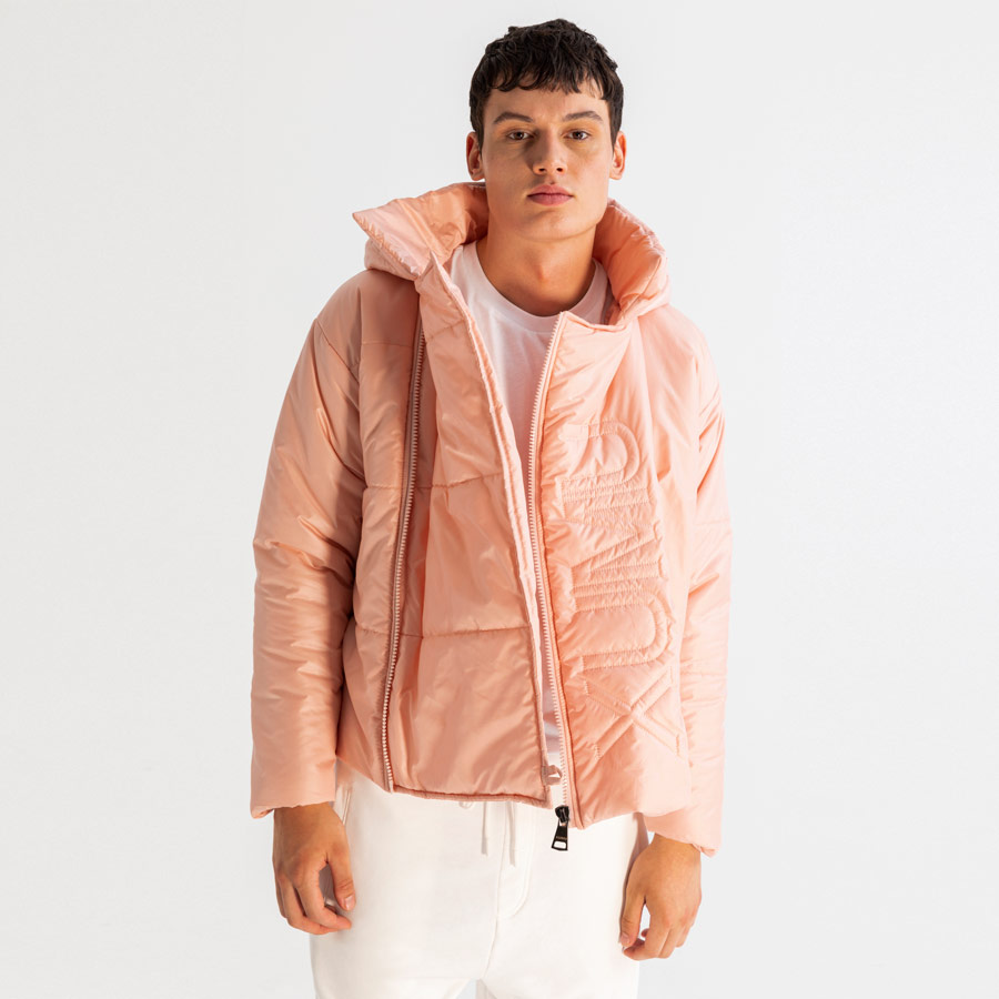 Men’s Asymmetric Zip Front Hooded Puffer Jacket