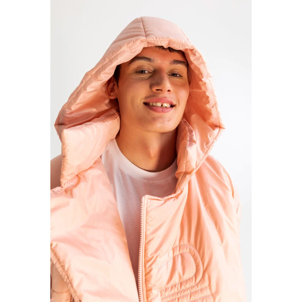 XUMU Men’s Asymmetric Zip Front Hooded Puffer Jacket M Pink hipicon