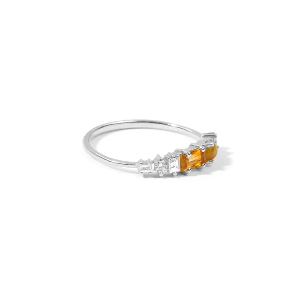 The Anoukis - Diamond 14k Citrine And Fire Opal Sunshine Ring