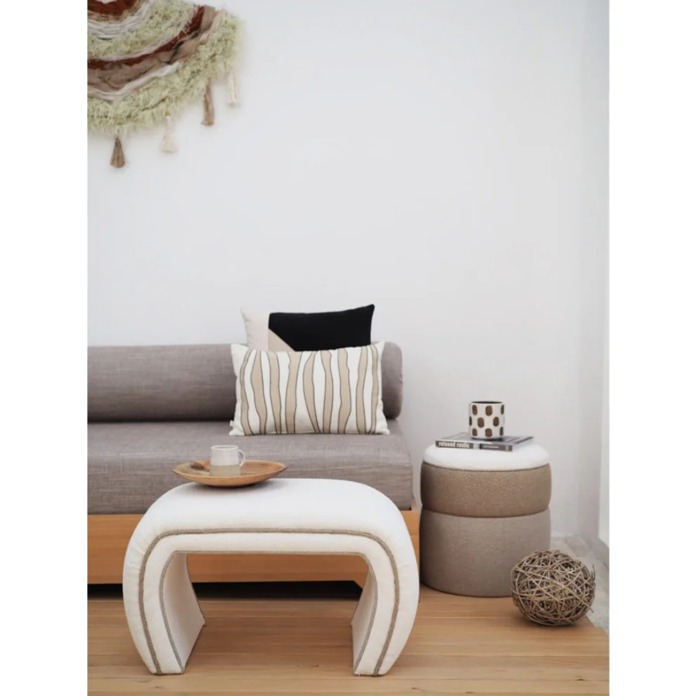 Table and Sofa - Boucle Ottoman