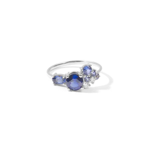 The Anoukis - Diamond And Blue Sapphire 14k Cosmic Ring