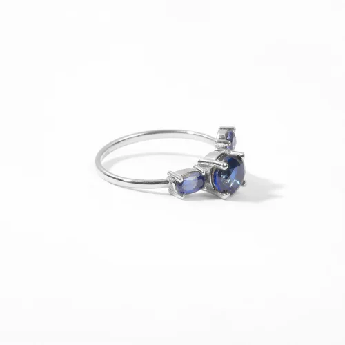 The Anoukis - Diamond And Blue Sapphire 14k Cosmic Ring