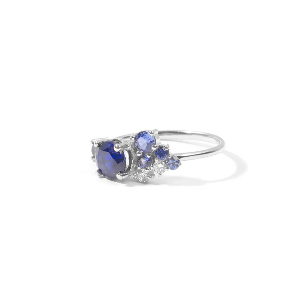 The Anoukis - Diamond And Blue Sapphire 14k Cosmic Ring