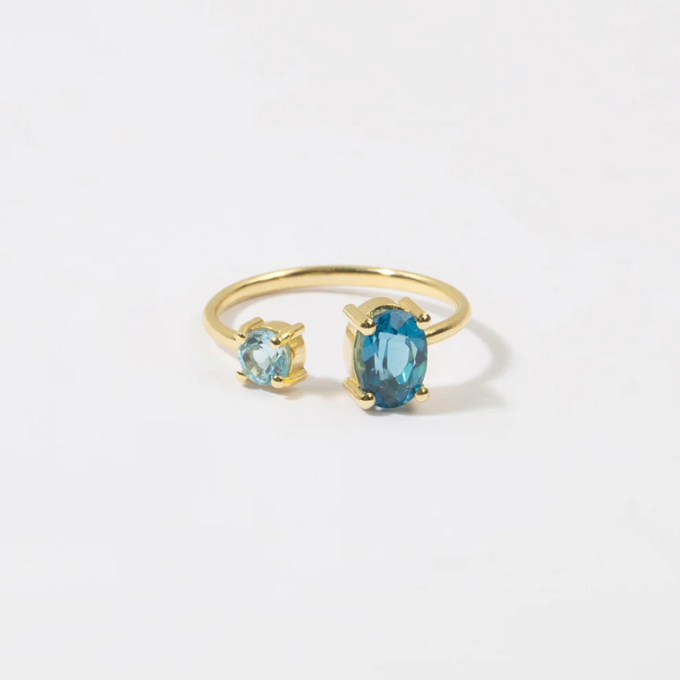 The Anoukis - London Blue Topaz & Aquamarine Deep Sea 14k Ring