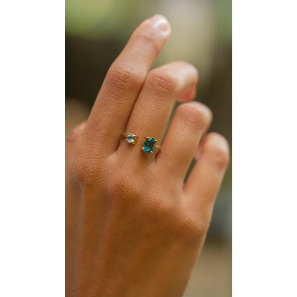 The Anoukis - London Blue Topaz & Aquamarine Deep Sea 14k Ring